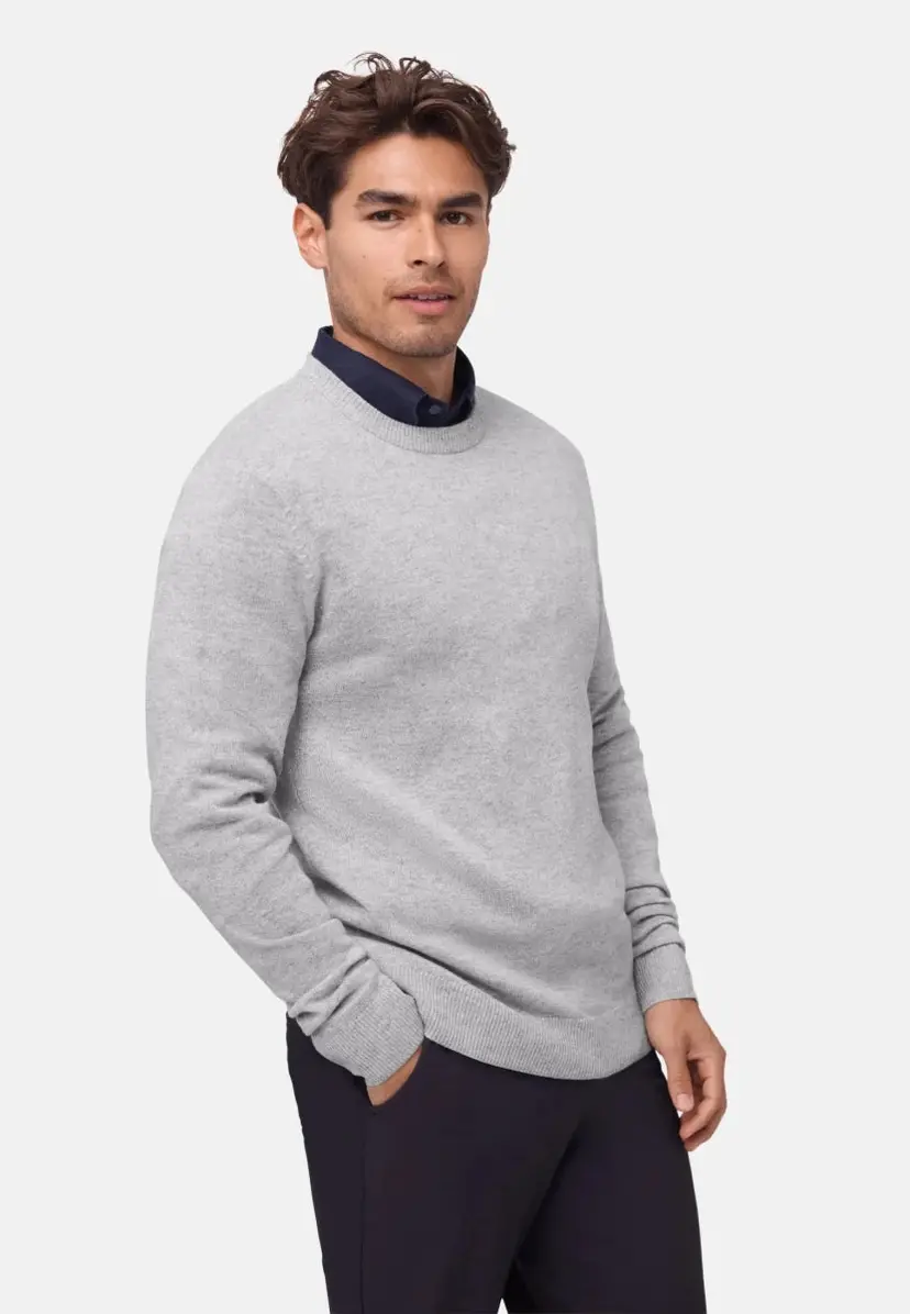 DANISH ENDURANCE DANISH ENDURANCE MERINO CASHMERE SWEATER, Lysegrå Melange, M
