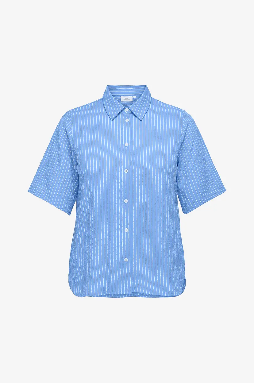 Only Carmakoma Skjorte carDea S/S Shirt Stripe Wvn - Blå