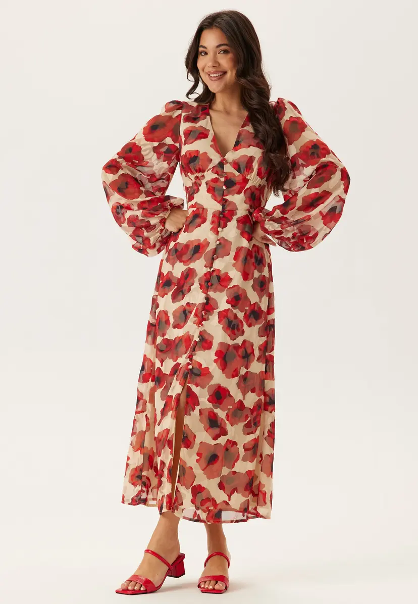 Bubbleroom Occasion Jacquard Chiffon Midi Dress