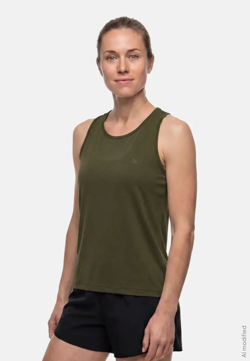 DANISH ENDURANCE Momentum Running tanktop til kvinder, Mørk Olivengrøn, S, Polygiene StayFresh-teknologi, kvinder