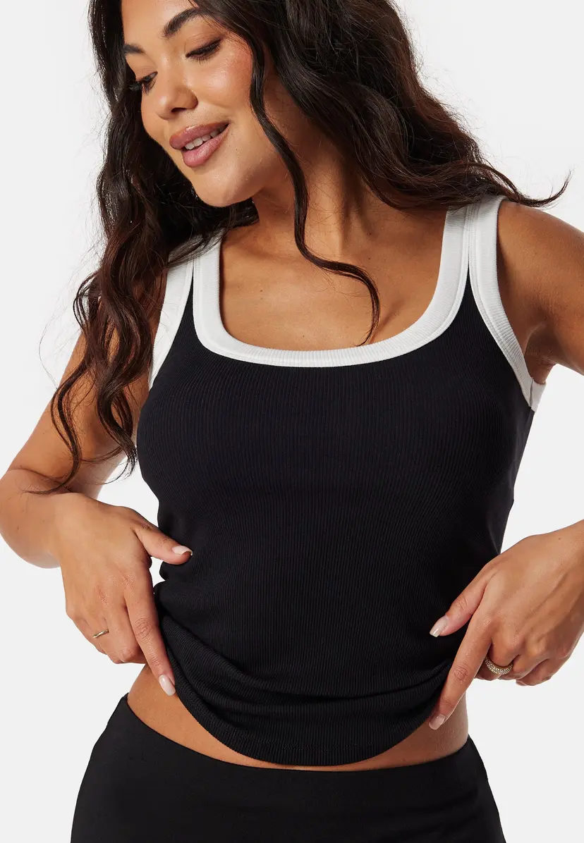 Bubbleroom Contrast Rib Tank Top