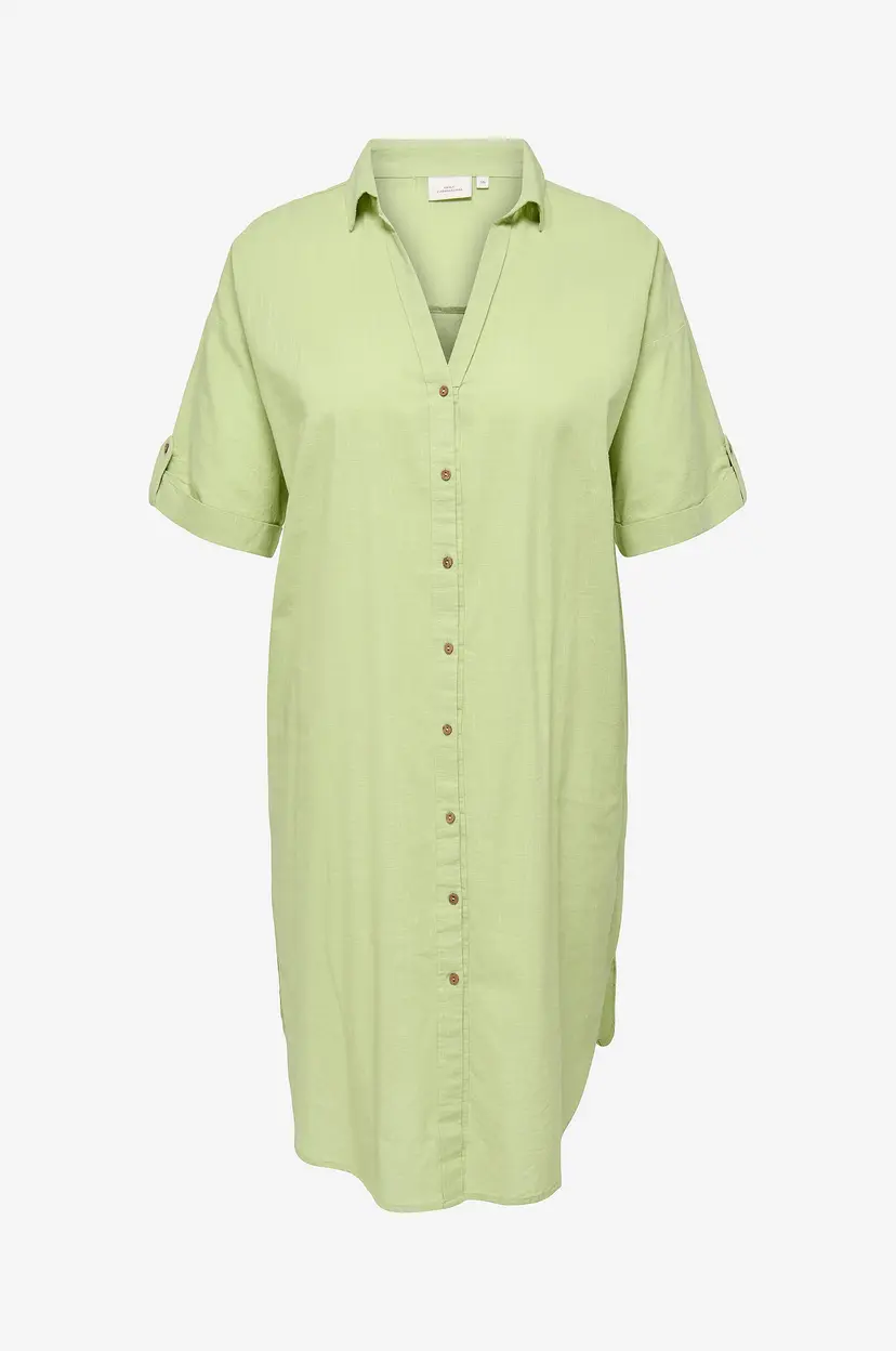 Only Carmakoma Skjortekjole carCoco SS Blk Shirt Dress Wvn - Grønn