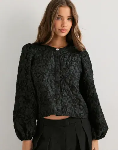 Pieces Pieces - Svart - Pcgretchen Ls Top Wvn D2D