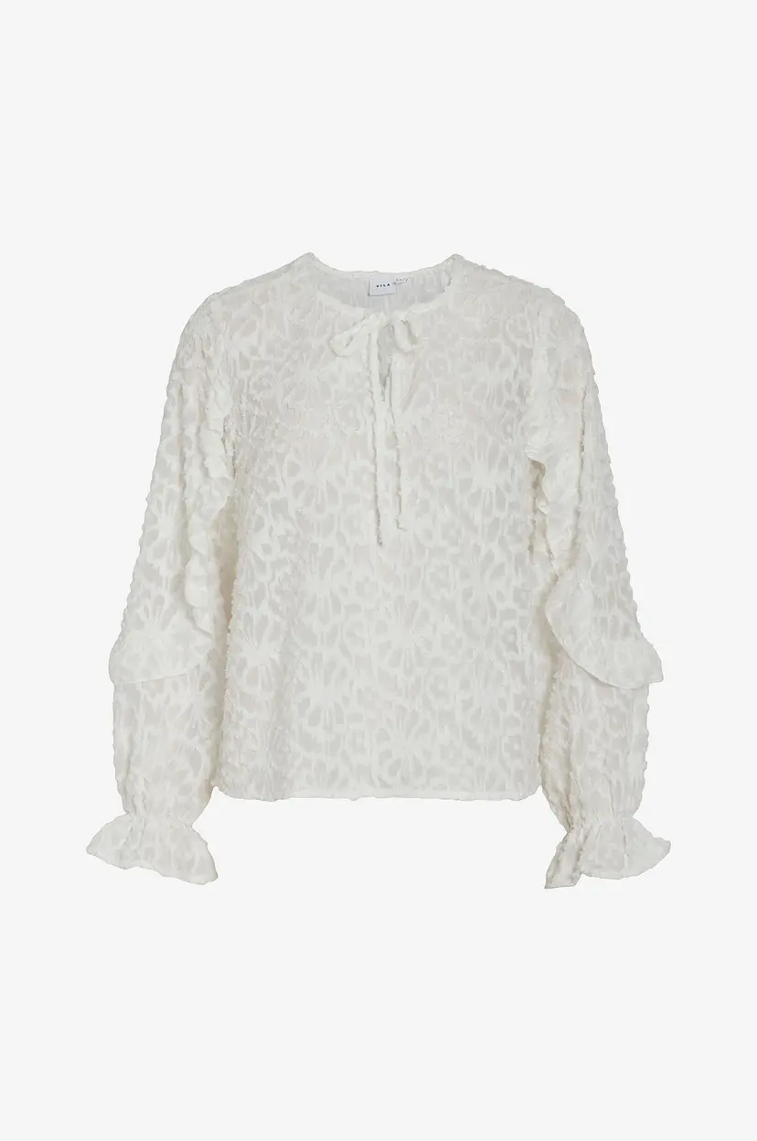 Vila Bluse viAwi L/S Ruffle Top - Hvit