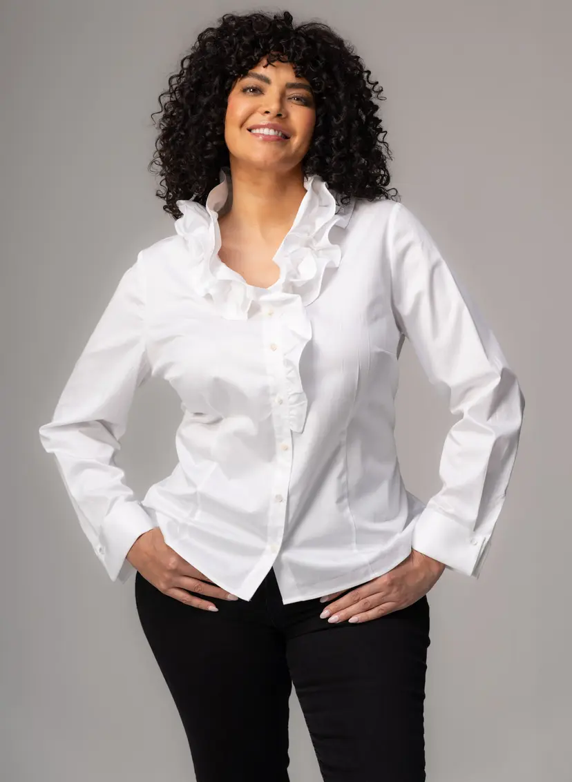 The Shirt Company WILLOW CURVE SHIRT - White, Cotton Sateen