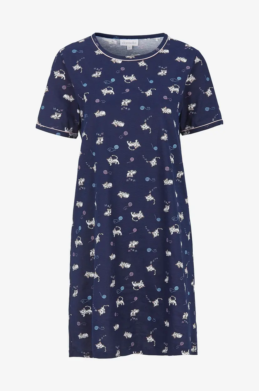 Damella Nattkjole Short Sleeve - Blå