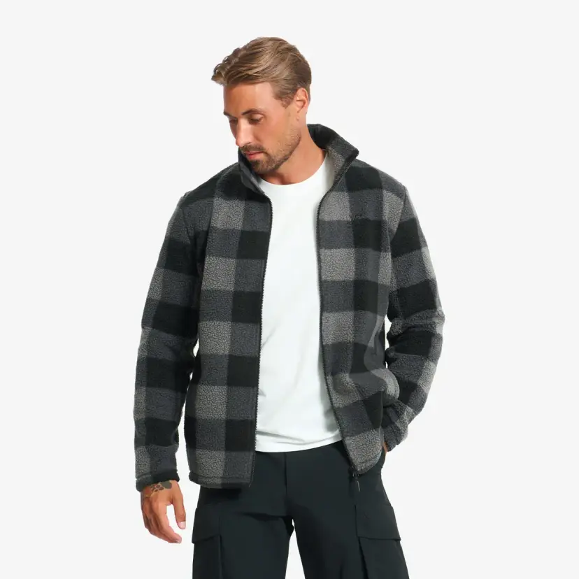 RevolutionRace Moss Graphic Pile Fleece Jacket Herre Black/Anthracite