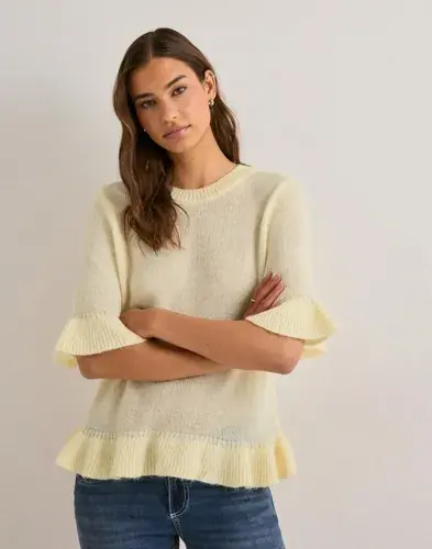 ONLY Only - Gul - Onlella Ss Frill O-Neck Knt