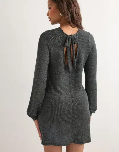 ONLY Only - Sølv - Onlcarol L/S Glitter Bow Dress Jrs