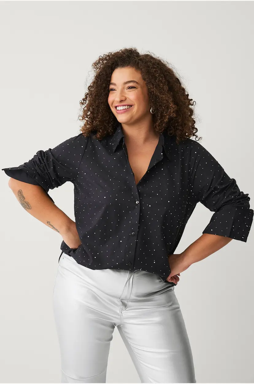 Zizzi Skjorte mLine L/S Shirt - Svart