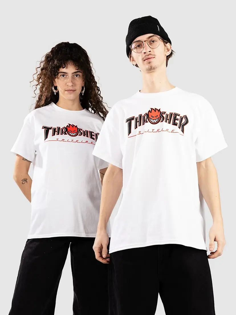 Thrasher Thrasher X Spitfire Big Head Outline T-skjorte hvit