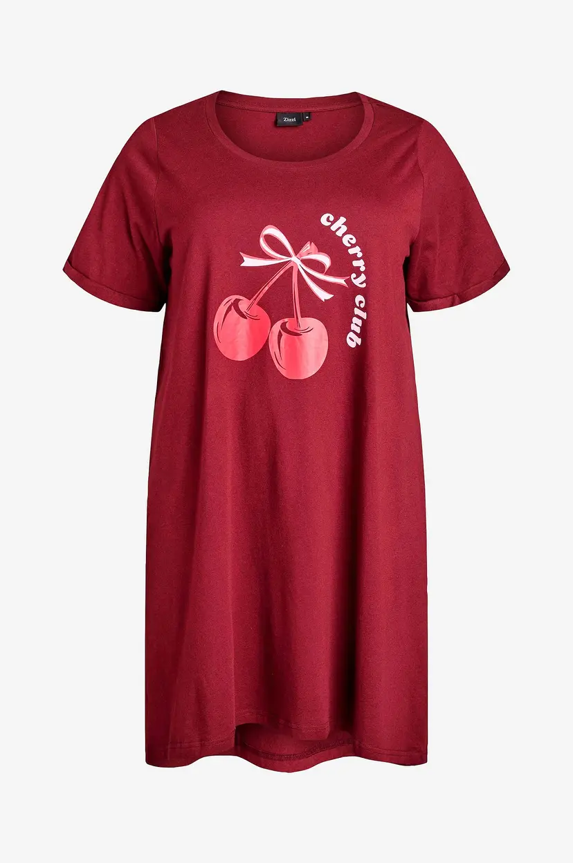 Zizzi Nattkjole mAlly S/S Abk Dress - Rød
