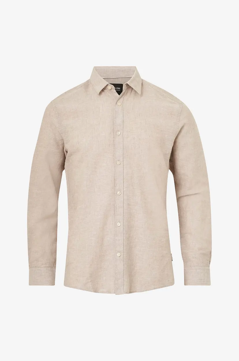 Only & Sons Skjorte onsCaiden LS Solid Linen Shirt - Grå