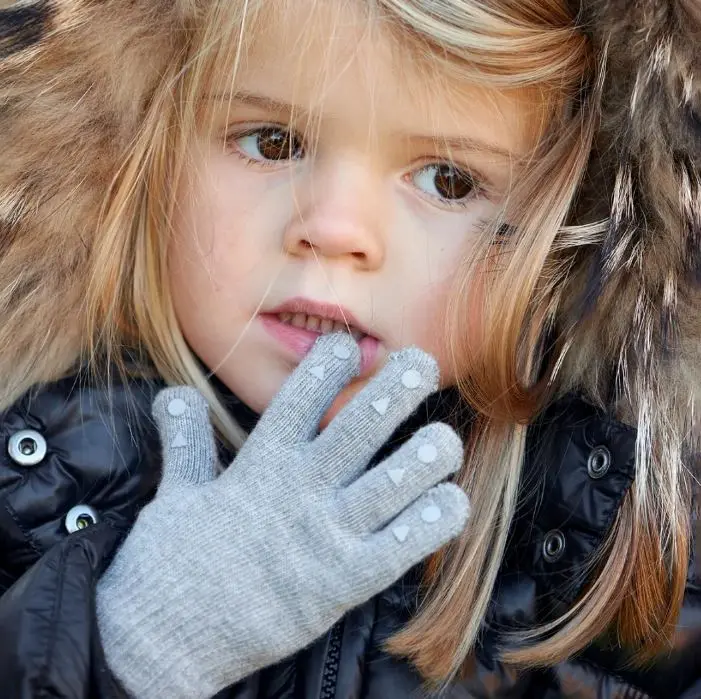 Go Baby Go Antiskli Fingervanter i bomull Grey Melange