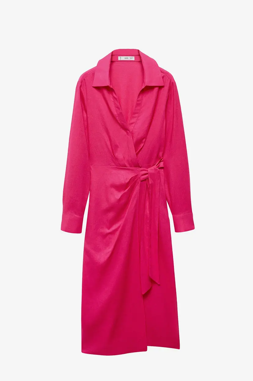 Mango Kjole i lin Dress Carola - Rosa