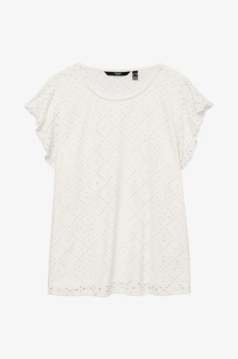 Vero Moda Curve Topp vmcTassa SL Frill Top Noos Curve - Hvit