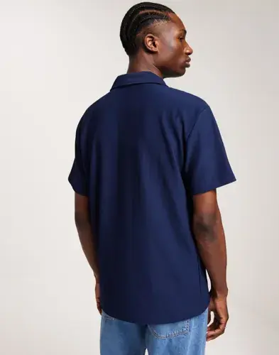 Selected Men Selected Men Slhloose-Plisse Resort Ss Shirt Ex Kortermede skjorter Blå
