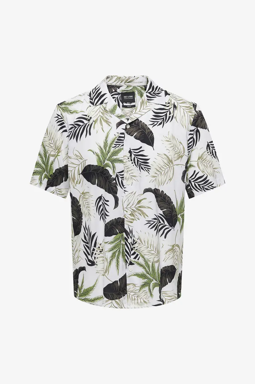 Only & Sons Skjorte onsWayne Life Aop SS Viscose Shirt - Hvit