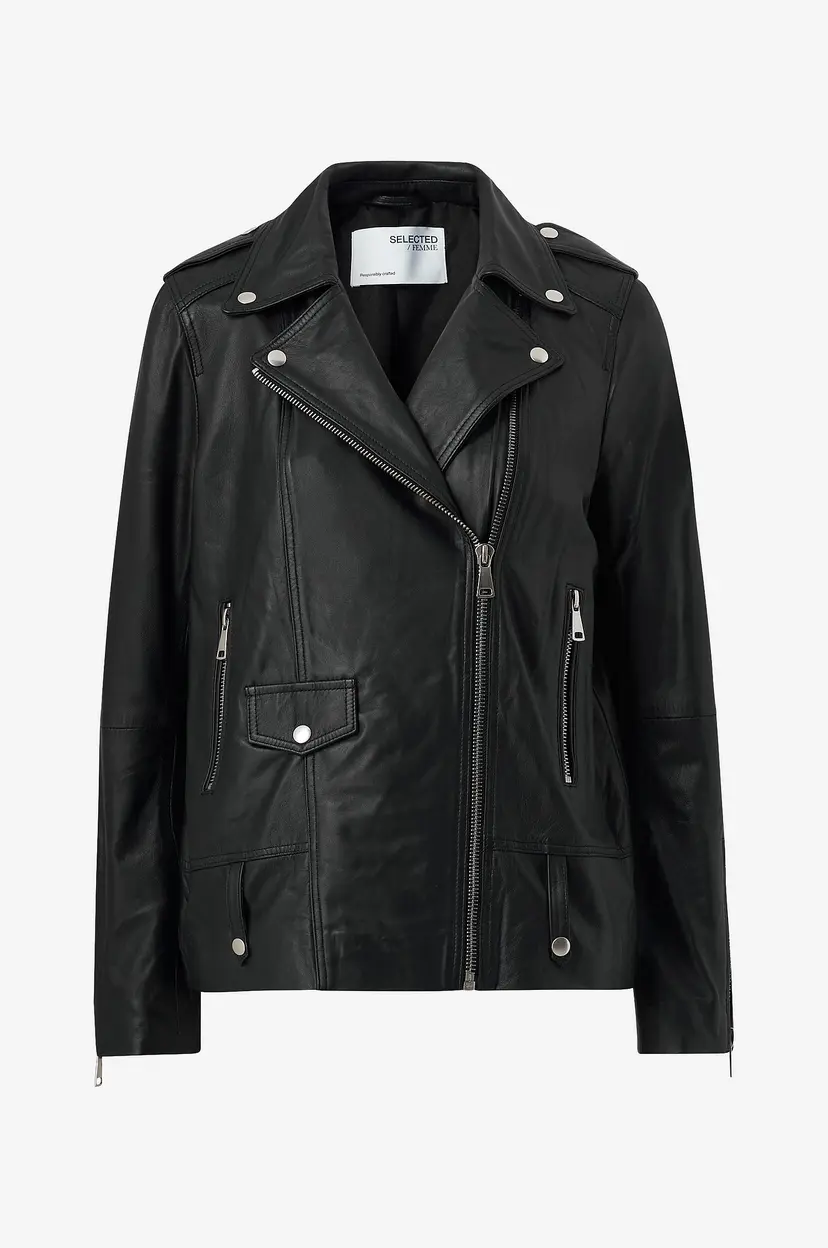 Selected Women Skinnjakke slfMadison Leather Jacket Noos - Svart