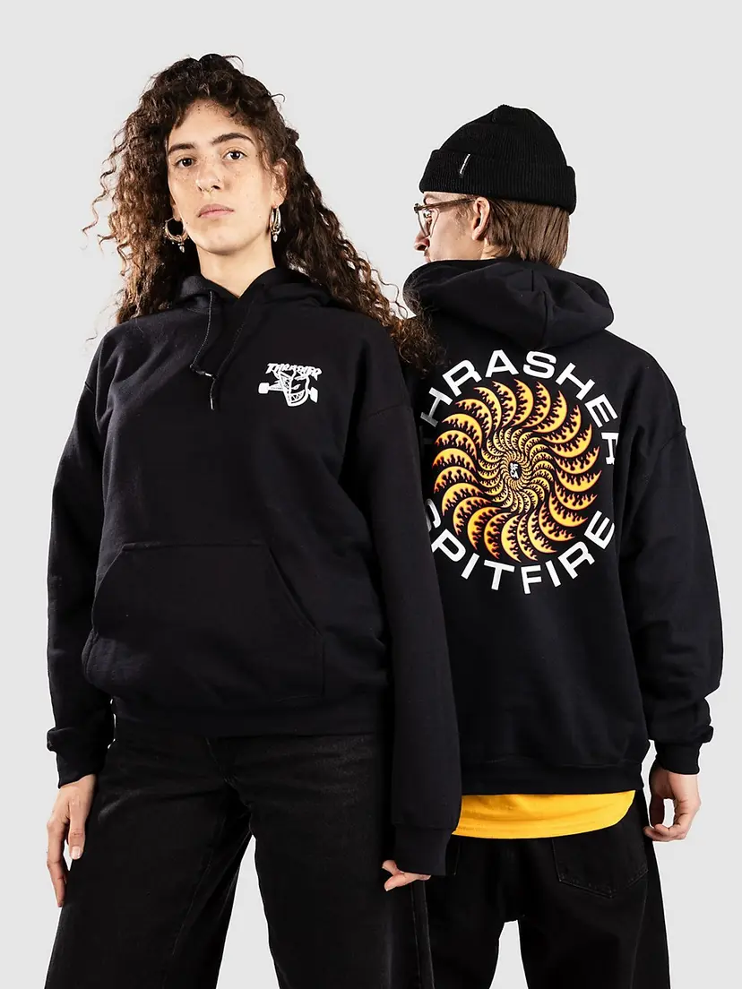 Thrasher Thrasher X Spitfire Classic Swirl Hettegenser svart
