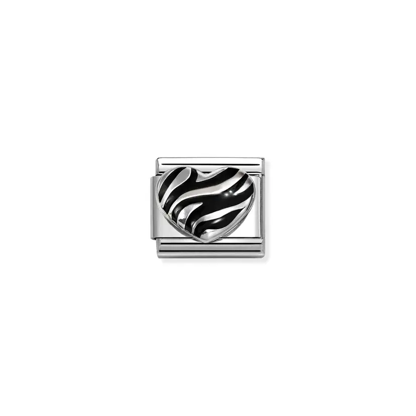 Nomination Silver Tiger Print Heart