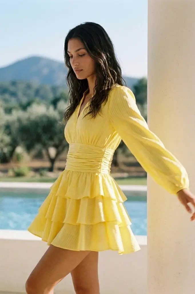 Kayani Nadine Belted Ruffle Dress - Amber Lemony
