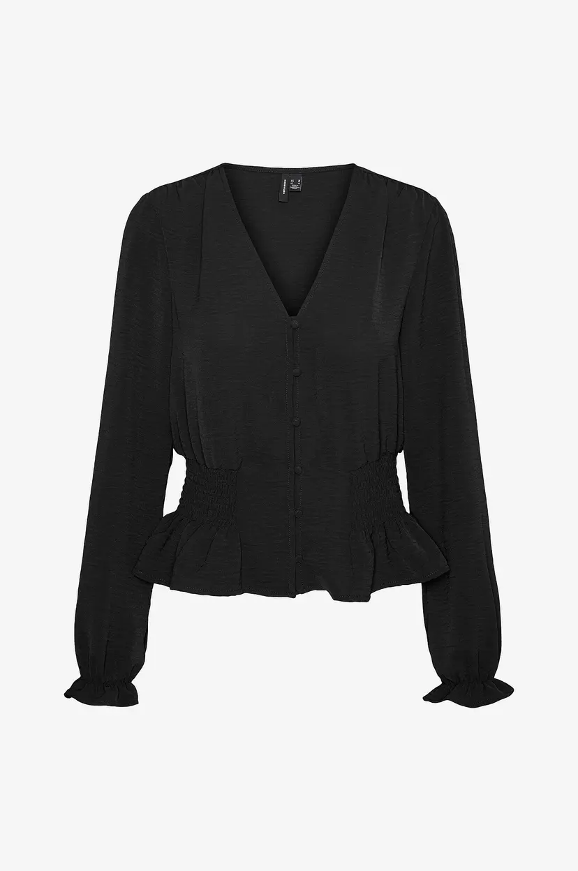 Vero Moda Bluse vmAlva L/S Smock Top Wvn - Svart