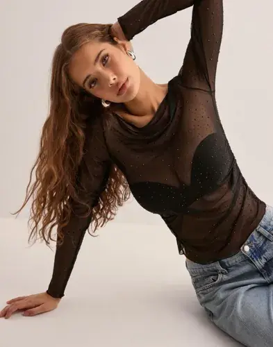 JJXX JJXX - Svart - Jxkia Ls Shine Top Wvn