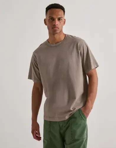 Selected Men Selected Men Anrro Diego Ss O-Neck Tee Kortermede t-shirts Beige