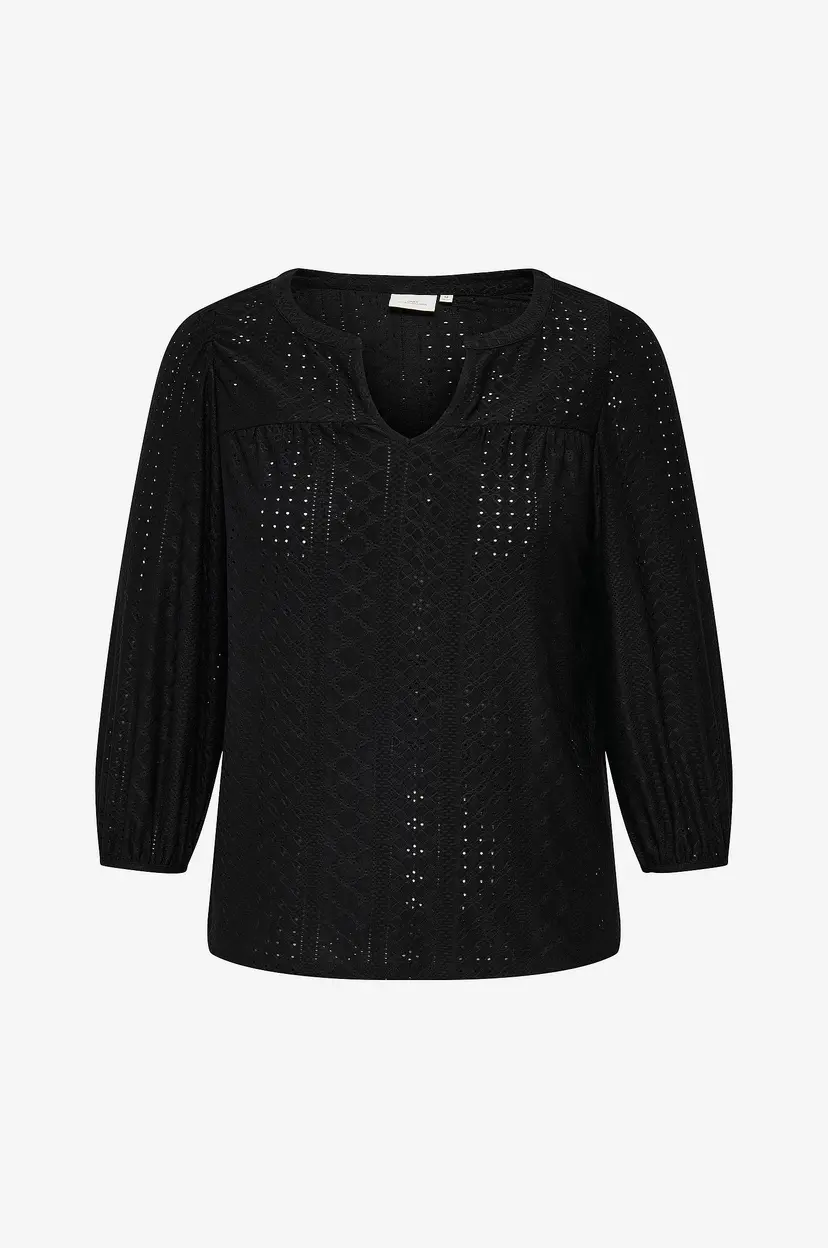 Only Carmakoma Topp carSandra 3/4 Split Top - Svart