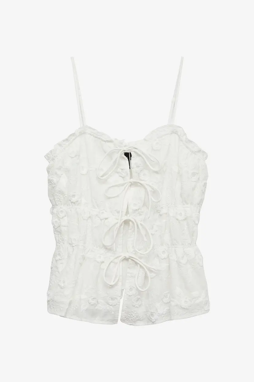 Vero Moda Bluse vmElisa Embroidery Singlet Wvn - Hvit