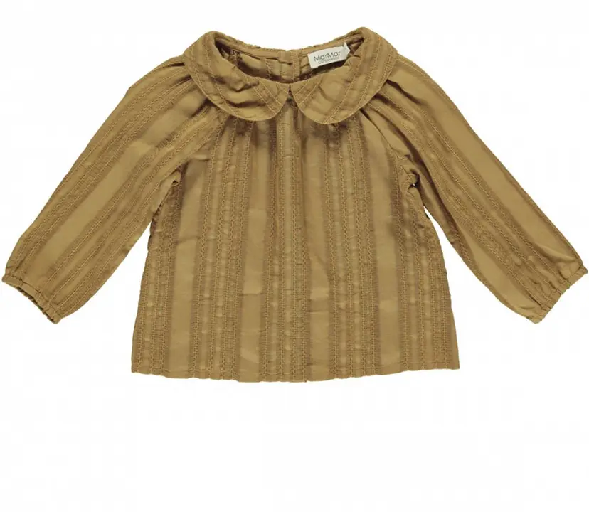 Marmar Copenhagen Sennepsgul Marmar Tully Striped Anglaise Bluse (92 / 2 år)