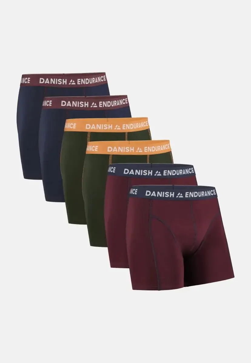DANISH ENDURANCE DANISH ENDURANCE Classic Boxershorts, Marineblå/Bordeaux-stik | Grøn/Orange-stik | Bordeaux/Marineblå-stik, M