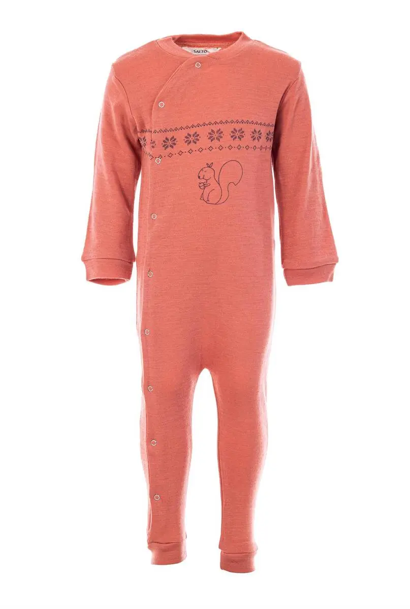 Salto Salto Ekorn Merinoull Pyjamas, Rose (62/68)