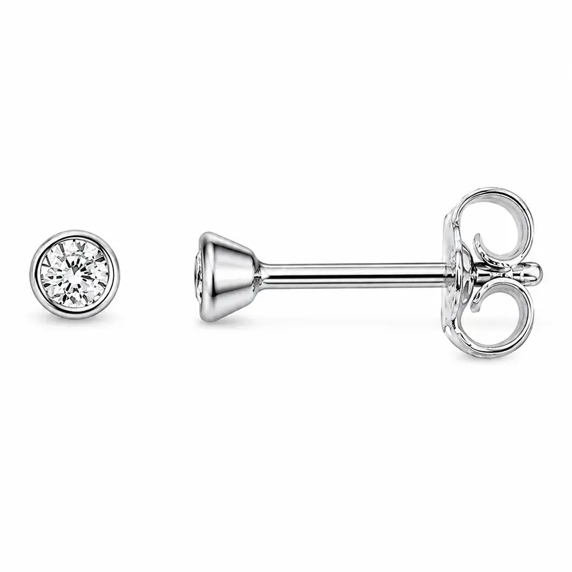 Scrouples Scrouples - Sølv øreringe med klare zirkonia sten, 2,5mm - 112022s