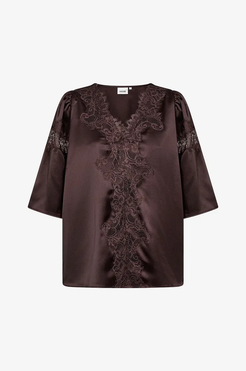 Wasabiconcept Kortermet bluse Wa-Amalia 10 - Brun