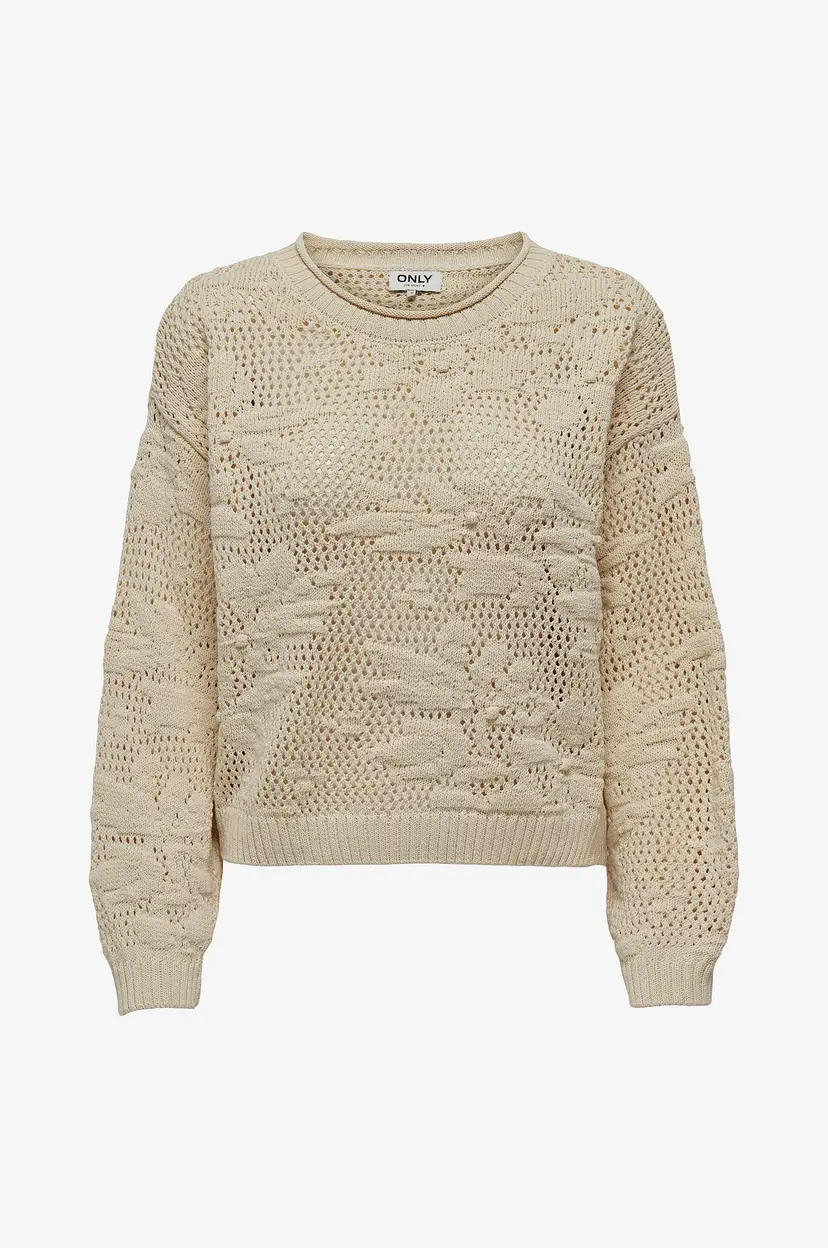 ONLY Genser onlCille Life LS Structure O-neck - Beige