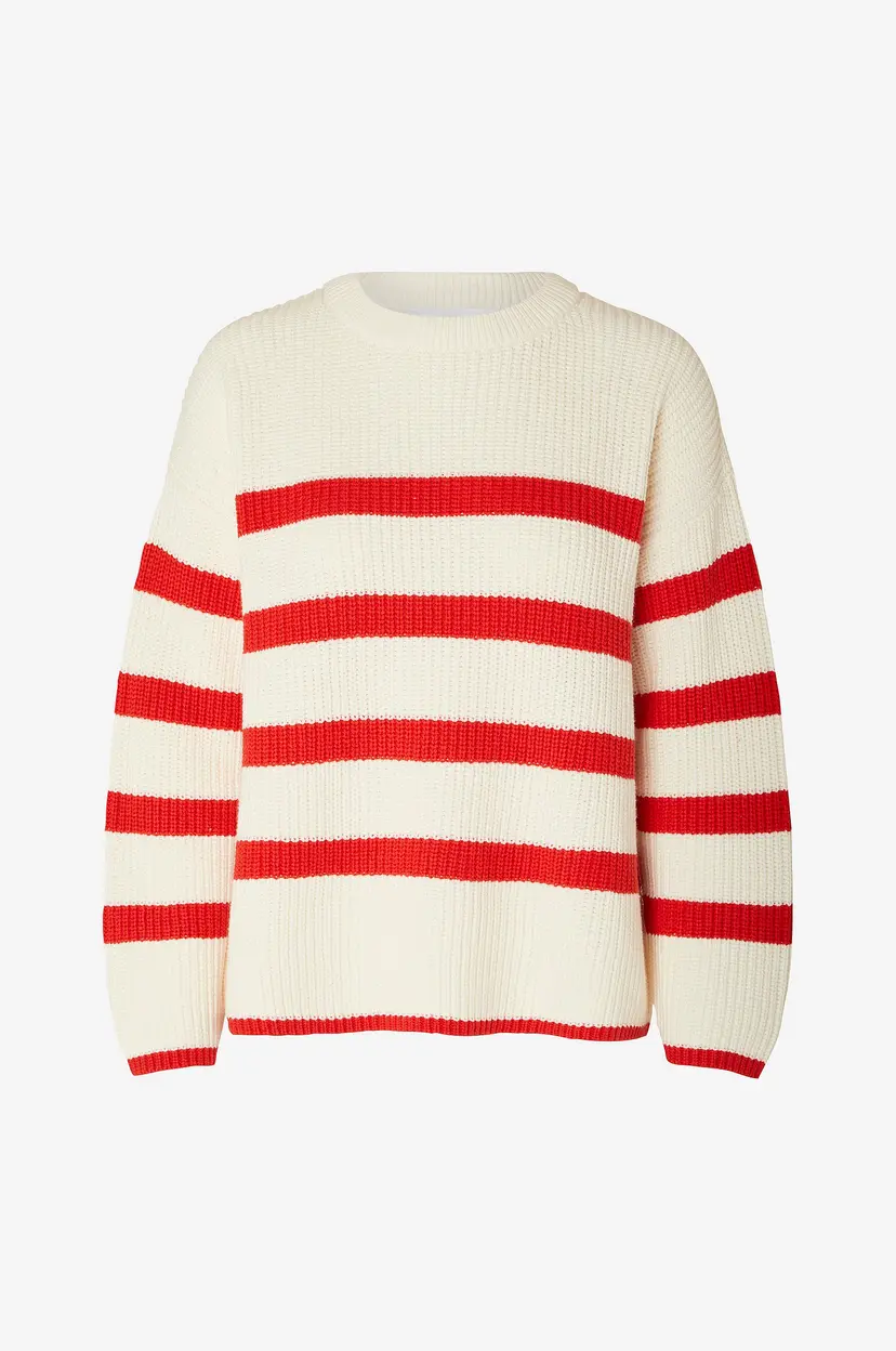 Selected Women Genser slfBloomie LS Knit O-neck - Hvit