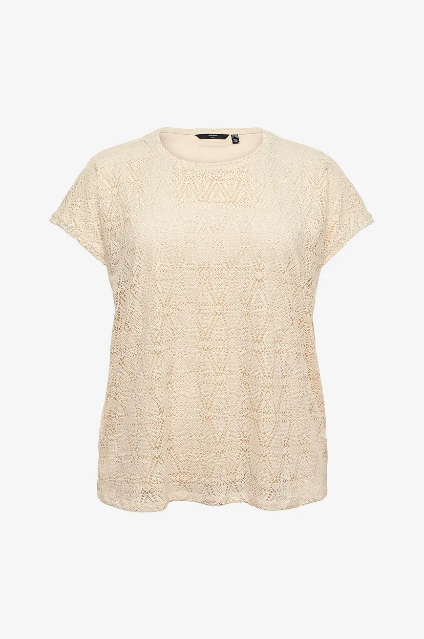Vero Moda Curve Topp vmcMaya Ava SS Top Jrs VO Cur - Beige