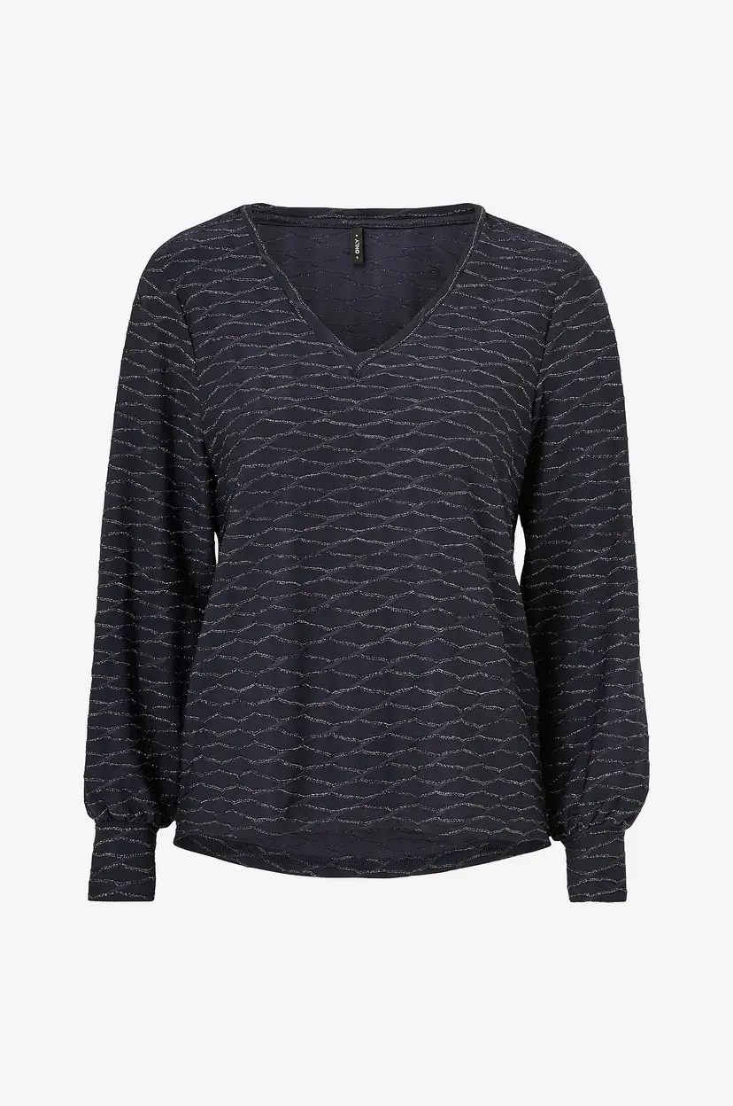 ONLY Topp onlAstra L/s V-neck Glitter Top - Blå