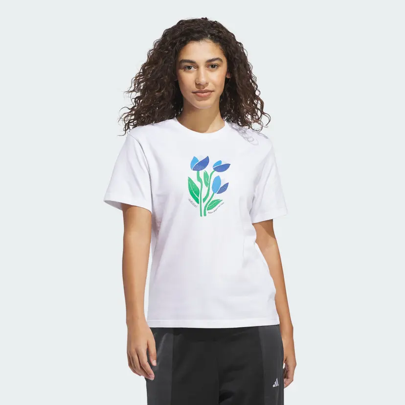 Adidas FLORAL BLOOM AT YOUR OWN PACE GRAPHIC T-SKJORTE