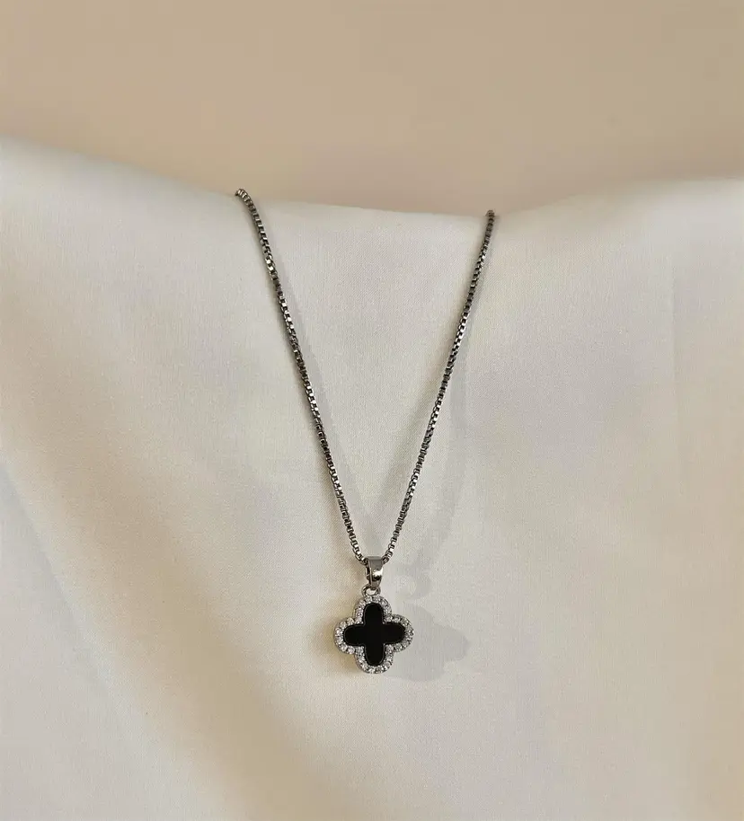 Aiyanna Four Leaf Double Necklace - S.Steel