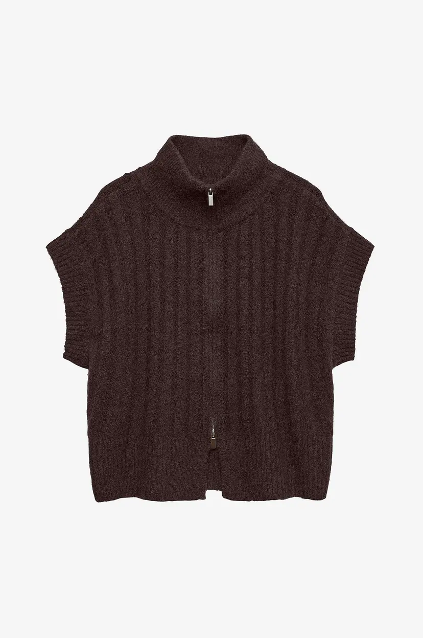 Vero Moda Vest Vmbang Rib Sl Highneck Zipper Vest - Brun
