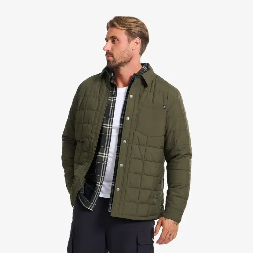 RevolutionRace Grid Padded Overshirt Herre Forest Night