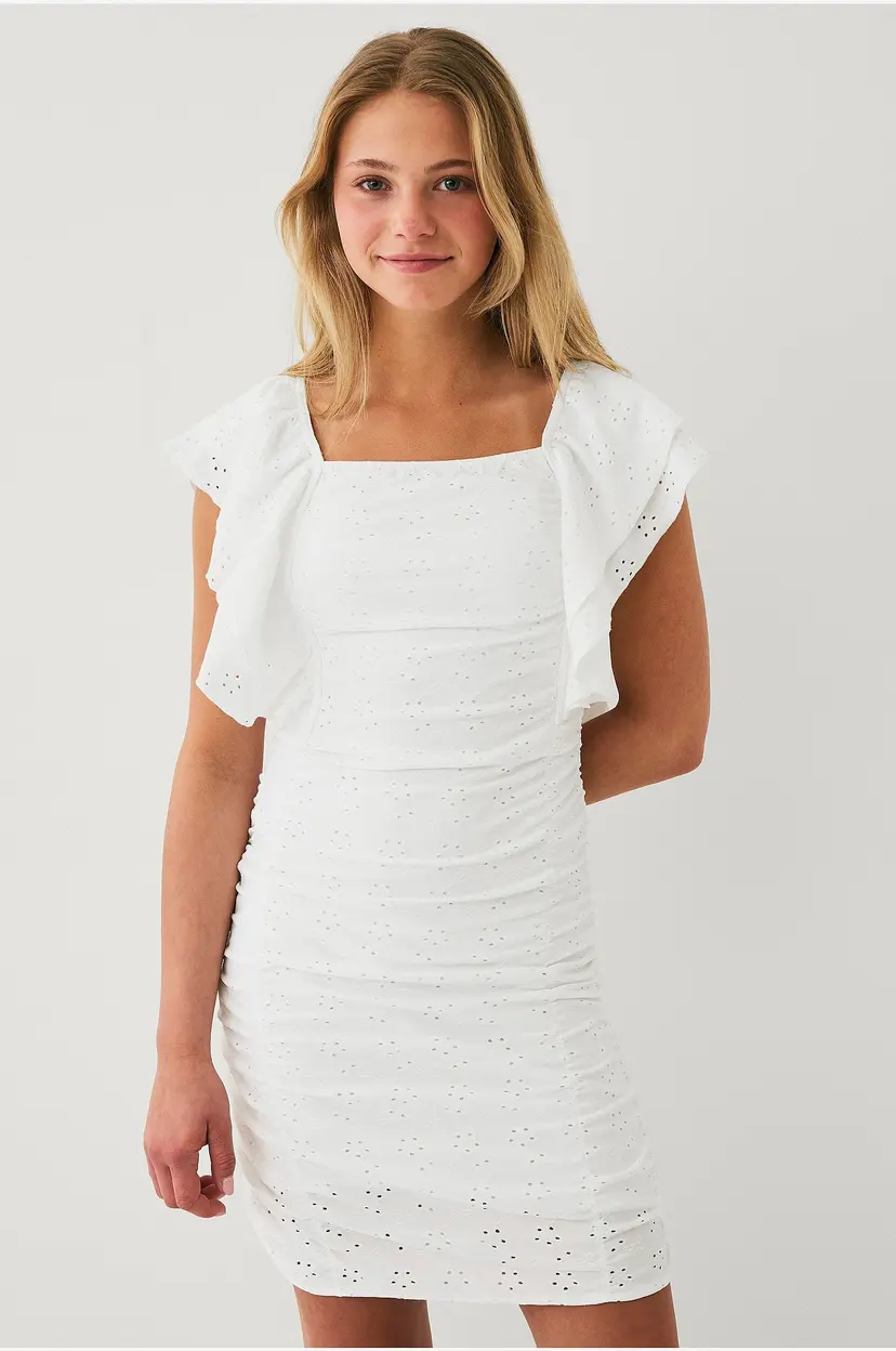 Ellos Collection Kjole med hullbroderier - Hvit