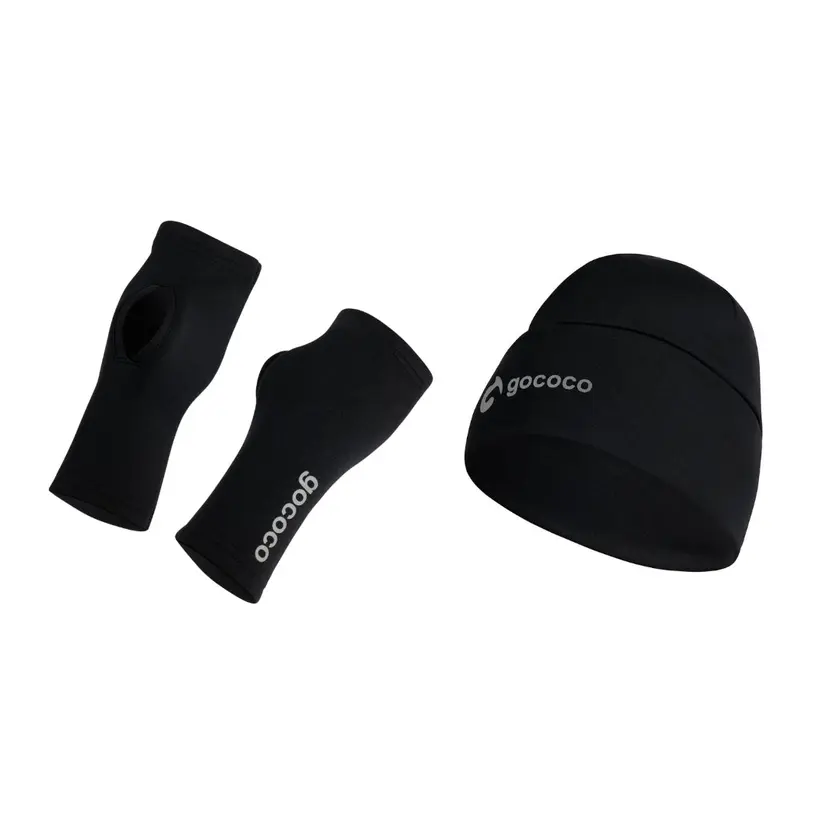 Gococo Mössa och Handledsvärmare Powerstretch Fleece Svart - S/M