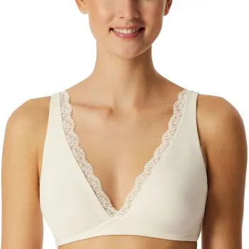 Schiesser Schiesser BH Unique Cotton Soft Bra With Lace Krem bomull C 70 Dame