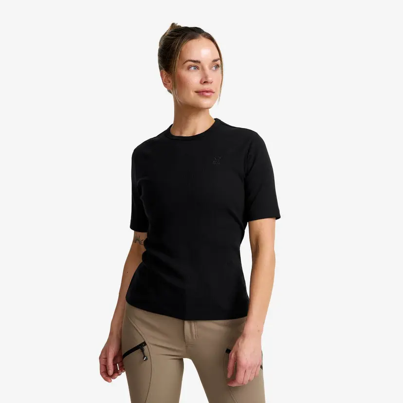 RevolutionRace Birch Ribbed T-shirt Dame Black