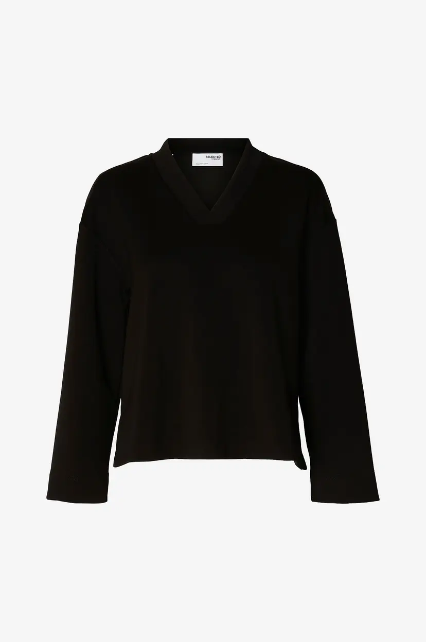 Selected Women Topp slfIlvetti LS V-neck Top - Svart