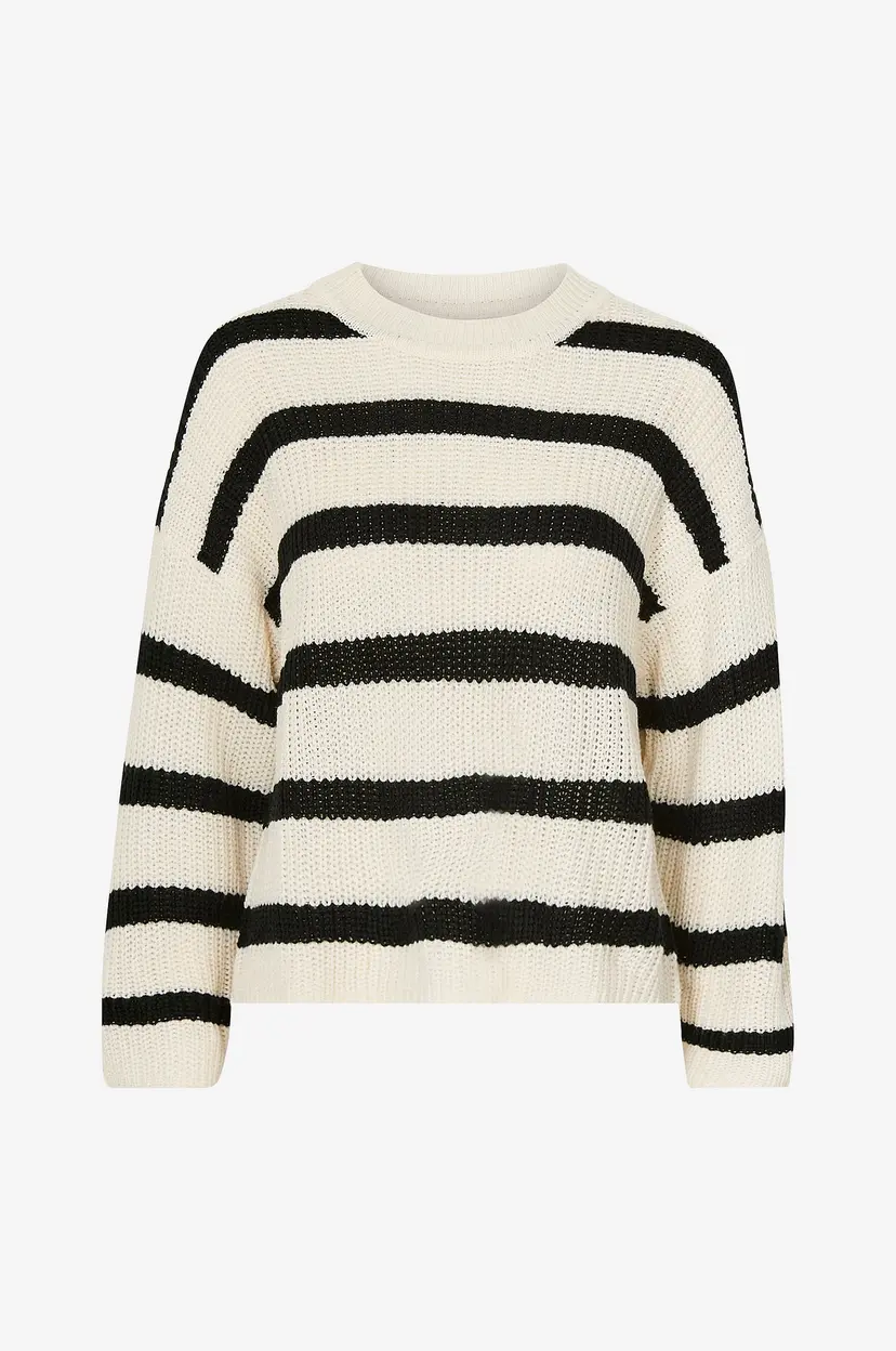 JDY Genser jdyJusty L/S Stripe Pullover Knt - Hvit
